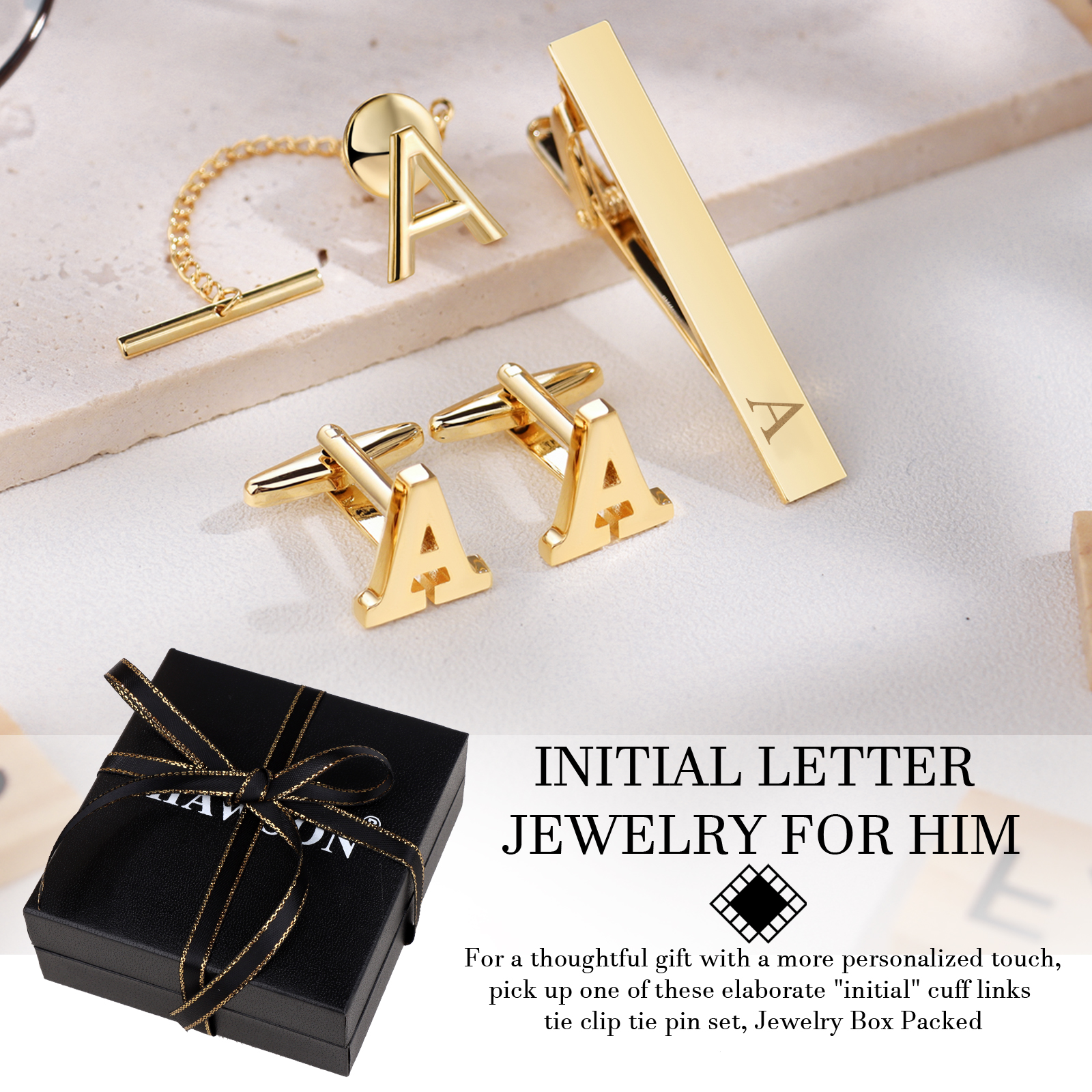 HAWSON Personalized Letter  Cu - Monogram Cufflinks Set recension och pris