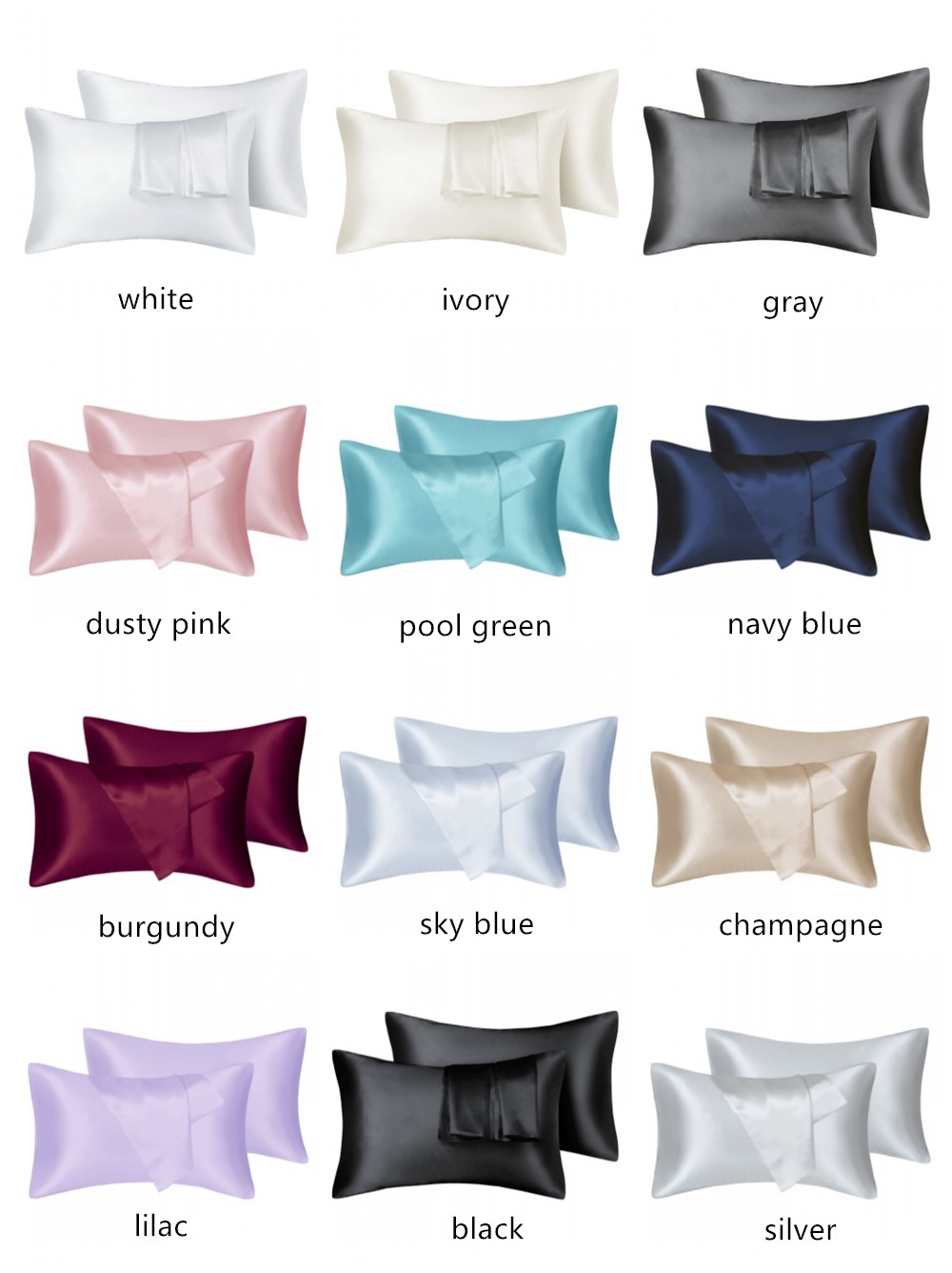 2pcs/lot Solid Silky Satin Ski - Silk Pillowcase Set recension och pris
