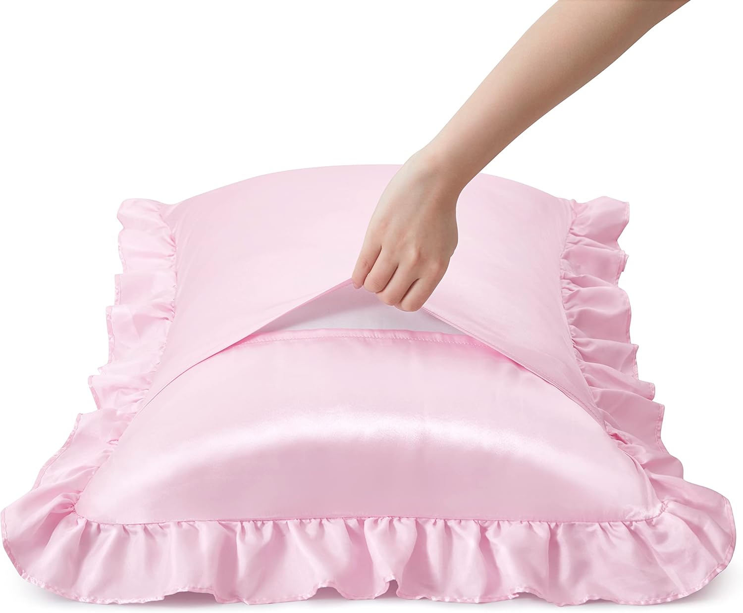2Pcs Satin Ruffled Pillow Case - Silk Pillowcase Set recension och pris