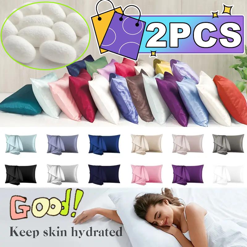 New 2pcs Nordic Pure Emulation - Silk Pillowcase Set recension och pris